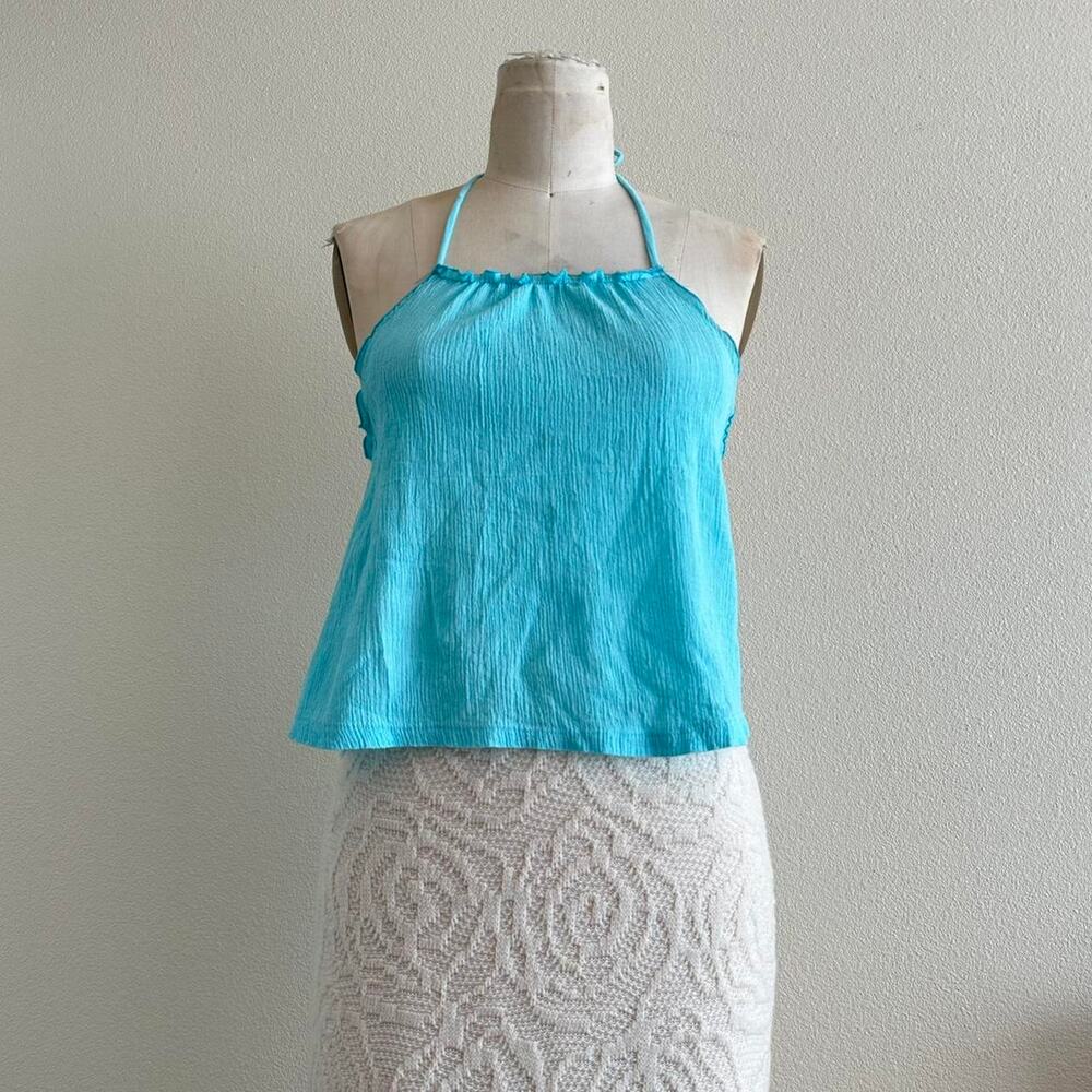 handmade aqua blue halter top